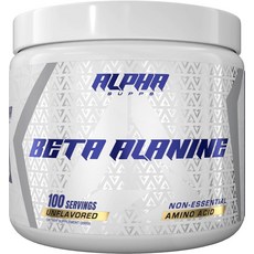 Alpha Supps 베타 알라닌 파우더 100회 분량 - 100% 순수 베타-알라닌 성 및 지구력 아미노산 운동 전 보충제 추가 선수를 위한 혼합하기 쉬운 포뮬러 200g 2, 1개
