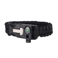 附指南針 打火石 切割器 口哨 傘繩, 五合一求生手環, 1個