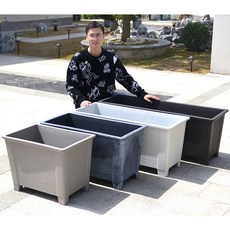 직사각형 텃밭 야외 화분 펀칭 화단 초대형 테라스 정원데코, 쿼츠 화이트-중간 (80x45CM), 구멍O