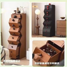 法式復古實木五斗櫃 不規則抽屜設計 中古風收納櫃, 6層, 黑曜色