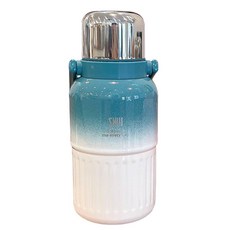 에코럭키 투톤 컬러 보냉 보온 물병 800ml 스윙 손잡이 컵뚜껑, 1개, 투톤 보온병-블루