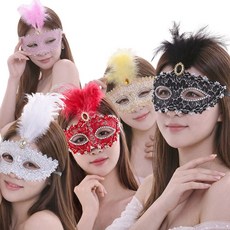 베네치아가면 무도회가면 레이스 파티, 블랙, 1개