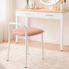 라온프리 예쁜 등받이 화장대 의자, 1개, 뮤트 핑크