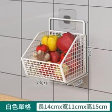 免打孔蔥薑蒜收納掛籃 三格分類, 白色一格掛籃, 1套