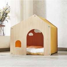 고양이 강아지 우드 하우스 동굴 지붕 집 반려동물집 숨숨집, 베이지, 1개