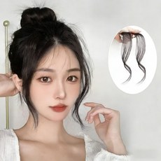 여자 옆머리 가발 양쪽세트 인모 100% 35cm, 1개, 블랙