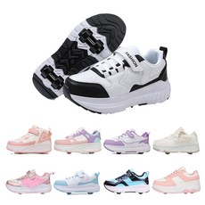 PHTEER 휠리스 운동화 바퀴달린 스케이트 롤러 롤러스케이트, 흑백색, 1개