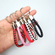 소재 자동차 디자인 방지 가죽 보관 키홀더 고리 편조 분실 핸드백 장식 열쇠, 상세페이지 참조, 블랙