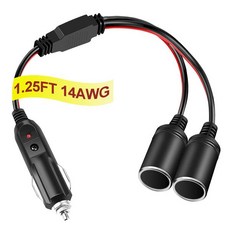 15A20A 퓨즈 12V 24V 소켓 여성 소켓 플러그 자동 충전기 케이블 자동차 시가 라이터 연장 코드, EC-1.25FT-14AWG-15A, 1개