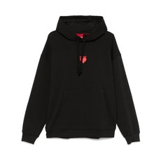 휴고 하트 프린트 코튼 후디