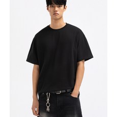 [언더오프] 맨즈 코튼 반팔 크롭티 블랙