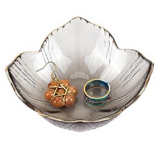 CREATCABIN 플라워 링 접시 주얼리 트레이 다크 카키 유리 장신구 트레이 주얼리 오거나이저 플레이트 볼 작은 링 홀더 접시 장식 귀걸이 목걸이 팔찌 시계 키 식기 9.5