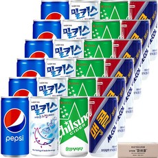 마셔몰 미니캔 탄산세트 맥콜 밀키스 칠성사이다 펩시콜라 4가지맛, 24개, 190ml
