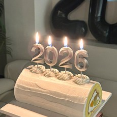 파티몬 신년 파티 메탈 숫자 초 케이크 데코픽 연말 홈 장식 소품 용품, 1개, 실버