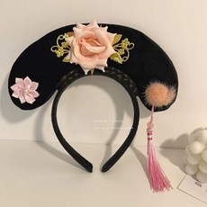 宮廷風 甄嬛傳 貴妃 髮箍，中國風 髮飾，附流蘇與花朵裝飾, 1個, 若曦（粉色）, 若曦（粉色）