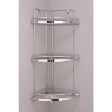 台灣製造 304不鏽鋼 浴室置物架 白鐵置物架 轉角架 單層/雙層/三層 浴室收納, 1個, 三層-無法店到店,請選宅配