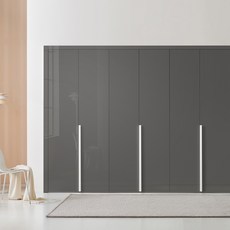 보루네오 글로시 여닫이 붙박이장 30cm, 다크그레이 30cm