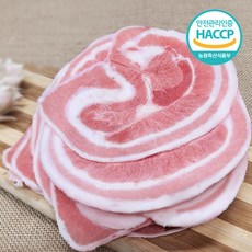 한돈 서초갈비 1mm 비닐에 한겹 한겹 돌돌 말은 삼겹살 꽃삼겹살 꽃대패 우시산한돈 냉동, 1kg, 2개