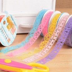 레이스무늬마스킹테이프 예쁜 데코 포장 다꾸테이프, 색상, 은색, 1개