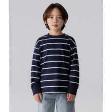 MUSINSA STANDARD KIDS 멀티 스트라이프 크루 넥 긴소매 티셔츠 2 [네이비] 195150