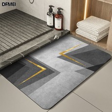 DFMEI 浴室吸水地墊硅藻泥軟墊衛生間腳墊廁所門口防滑家用速幹衛浴墊子, 1個, 金色箭頭