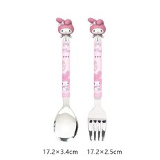 lilfant 美樂蒂 304不鏽鋼 兒童餐具組 (學習筷/湯匙/叉子/杯子/水壺/保溫瓶/餐盤/餐盒/餐具袋), 1個, 立體湯叉, 粉紅色, 學習筷/湯匙/叉子/杯子/水壺/保溫瓶/餐盤/餐盒/餐具袋