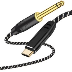 USB C 기타 케이블 6.6FT 14인치 TS에서 컴퓨터 타입 인터페이스 어댑터 녹음 노래 프리미엄 브레이드 차폐 금 도금 플러그.플러그 앤 플레이