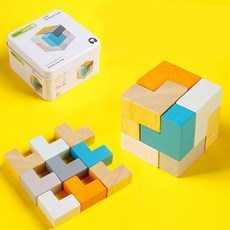 소마큐브 핵서스 틴캔케이스 원목 입체 W015, 없음