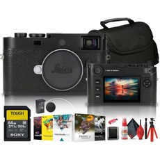 라이카 M11P 거리계 카메라 실버 20214 + 64GB 메모리 카드 가방 리더기 코렐 포토 소프트웨어 플렉스 삼각대 지갑 청소 키트, 검정