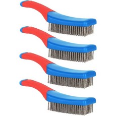 스테인리스 강 와이어 브러시 4개 세트 금속 녹 제거용 고무 손잡이 강화 브리슬 주방 청소 그릴 기름 얼룩 페인팅용