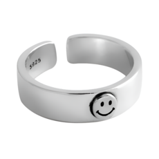 스마일 실버 반지 심플 우정 커플링 Smile Ring