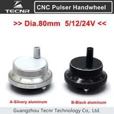 CNC 펄서 전자 핸드휠 수동 펄스 발생기 로터리 인코더 TECNR 80mm 5V 12V 24V 4 6 핀, Black color, 5V-6 pin-100 Pulser, 01 B-Black aluminum