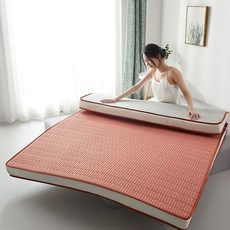 패밀리침대토퍼 라텍스 매트리스 두꺼운 푹신한 따뜻한 꿀잠 호텔 메모리폼 접이식 알러지케어, B. 오렌지레드 10cm