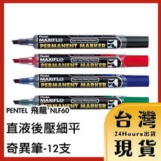 Pentel 飛龍 直液式細字奇異筆 NLF60 12支裝, 藍, 1個