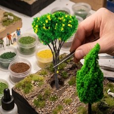 mj샾 꽃나무(활엽수노랑꽃) 디오라마나무모형, H=65mm