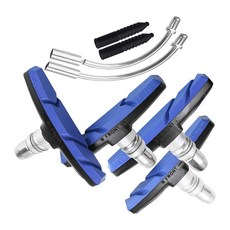 벤드 고무 슬리브 브레이크 마운트 패드 슈 블록이 장착된 2쌍 자전거 브레이크 블록, 파랑색, 1세트