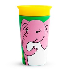 滿趣健 munchkin 360度防漏練習杯 夜光 稀有動物 握把 防漏杯 喝水杯 兒童水杯 學習杯 0485, 1個, 大象266ml防漏杯 / 1598