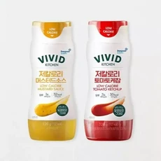 동원홈푸드 비비드키친 저칼로리 소스 2종 ( 토마토케찹 + 머스터드소스), 1개, 320g