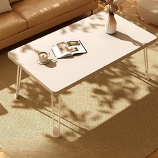 Veralool 거실 접이식 테이블 다용도상 침대 베드 테이블 좌식 책상 가정용 직사각형 식탁70*50*35cm, 화이트