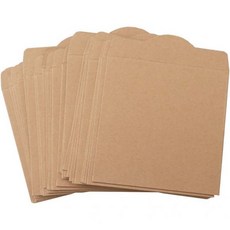 25개입 레트로 브라운 크래프트지 CD DVD 슬리브 봉투 골판지 보관 케이스 홀더 미디어 보관함 (내부 치수 13*13cm)