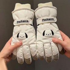 滑雪保暖手套女士秋冬季加絨加厚騎電車防風防水卡通可愛觸屏手套