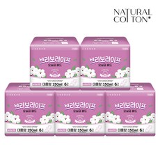 내츄럴코튼 여성용 브라보라이프 요실금 패드 성인기저귀 150ml 슬림날개형, 6개입, 5개, 대용량