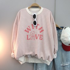 달콩 여성 봄신상 긴팔티 빅사이즈 WITH단가라오버핏맨투맨