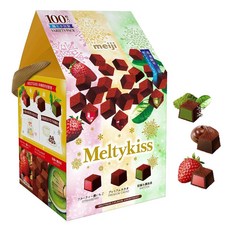 明治 Meiji Meltykiss 三種綜合口味 (可可粒 草莓 抹茶 牛奶), 1箱, 406.6g