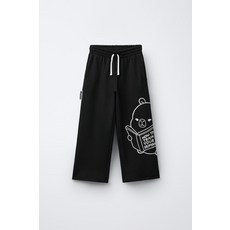 [국내배송] 자라 ZARA 카피바라 카피펀 © 와이드 레그 플러시 팬츠 - 블랙 938125