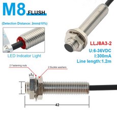 유도형 근접센서 M12 NPN NO DC 6-36V 금속 감지 산업용 스위치 OMCH M8 M18 M30 장거리 근접 센서 범위 24 48 1015 1525mm PNP NC LLJ, 2)LLJ8A3-2, NPN NC