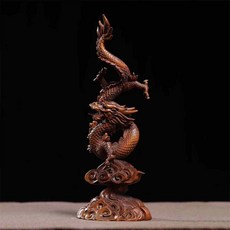 小葉黃楊木 國風祥龍 生肖龍 擺件, 如圖所示, 1個