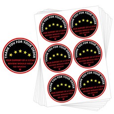 별 5개 리뷰 배송 라벨 5.1cm(2인치) Thank You for Your Order 스티커 음식 배달 변조 표시 신선도 라벨용 밀봉 (300개), 별 5개 리뷰 배송 라벨, 5.1cm(2인치) Than
