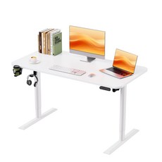 호몰HOMALL 모션데스크 높낮이 조절 테이블 공부 사무용 전동 조절 책상, 화이트