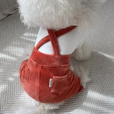 Grooming Dog 寵物小紳士燈芯絨吊帶褲, 磚橘色